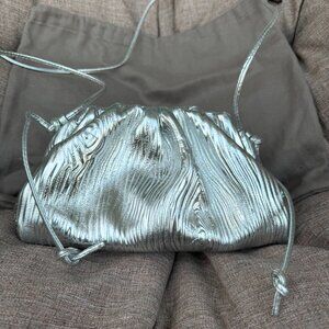 Bottega Veneta silver bark embossed mini pouch